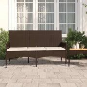 Tuinbank 3-zits poly rattan bruin