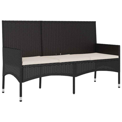 Tuinbank 3-Zits Met Kussens Poly Rattan Zwart
