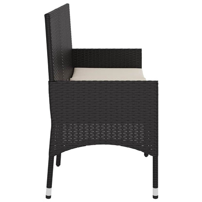 Tuinbank 3-Zits Met Kussens Poly Rattan Zwart