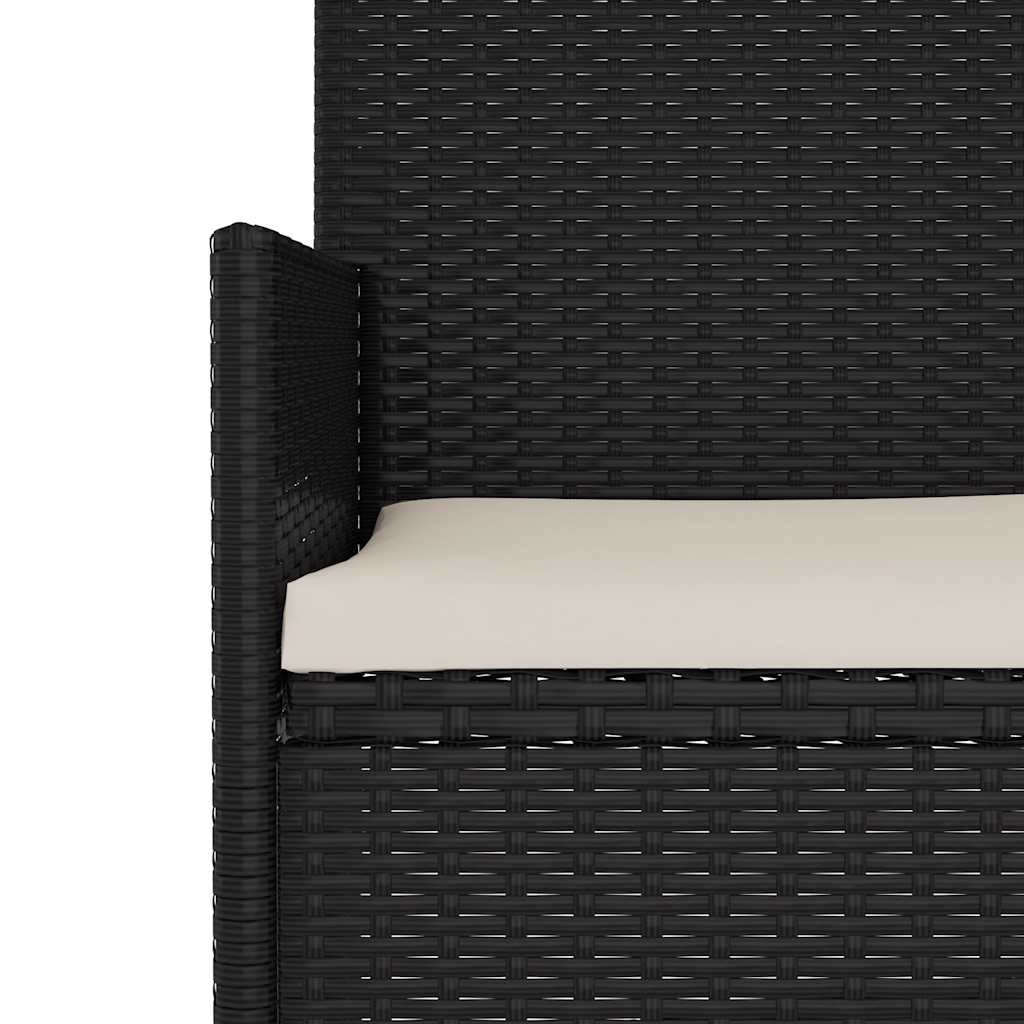 Tuinbank 3-Zits Met Kussens Poly Rattan Zwart