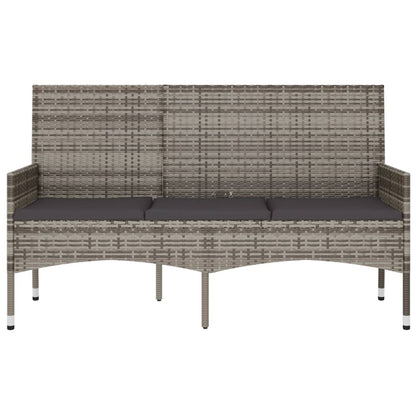 Tuinbank 3-Zits Met Kussens Poly Rattan Grijs