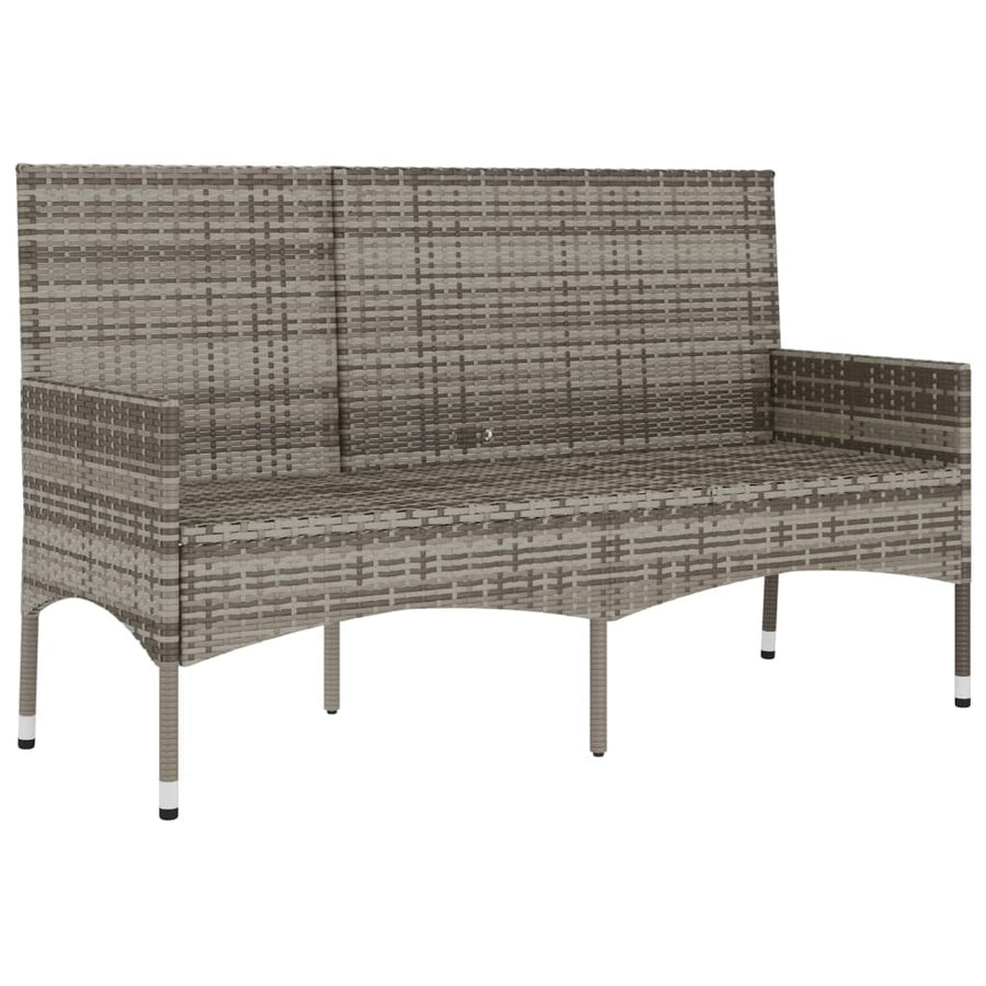 Tuinbank 3-Zits Met Kussens Poly Rattan Grijs