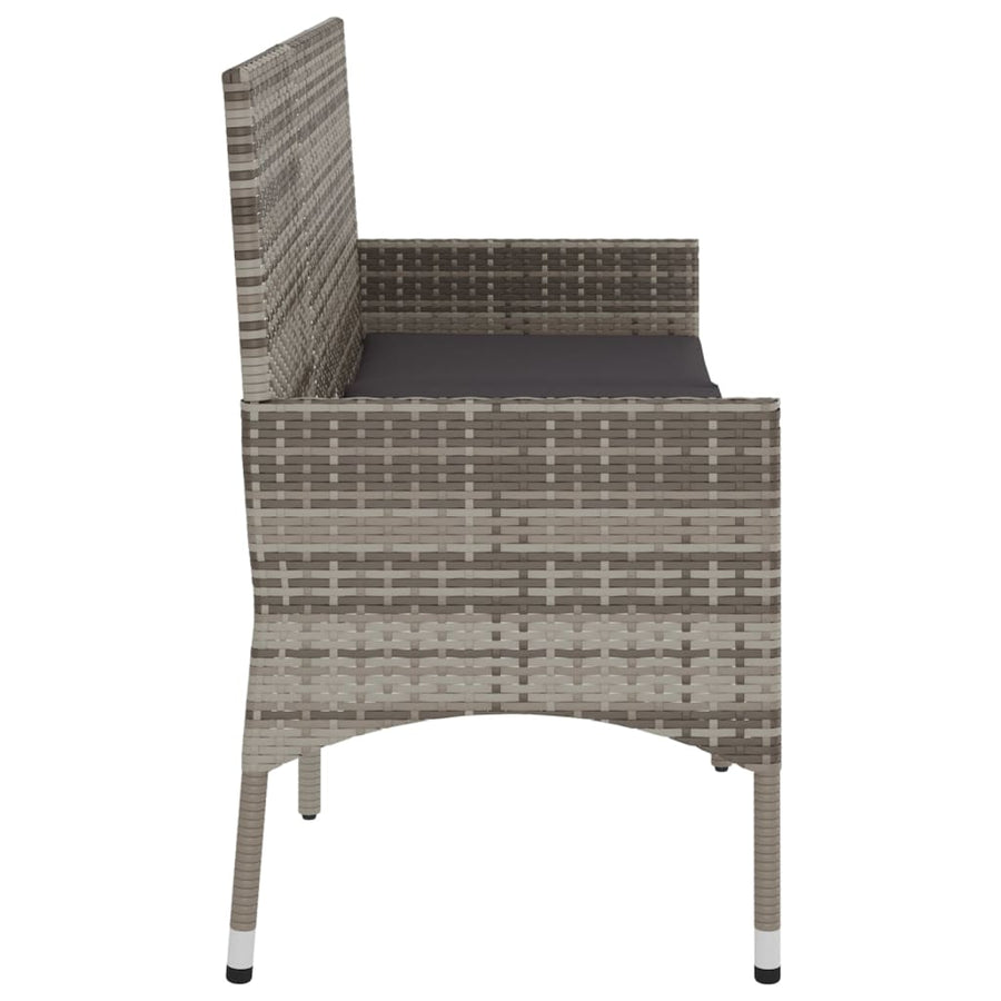 Tuinbank 3-Zits Met Kussens Poly Rattan Grijs