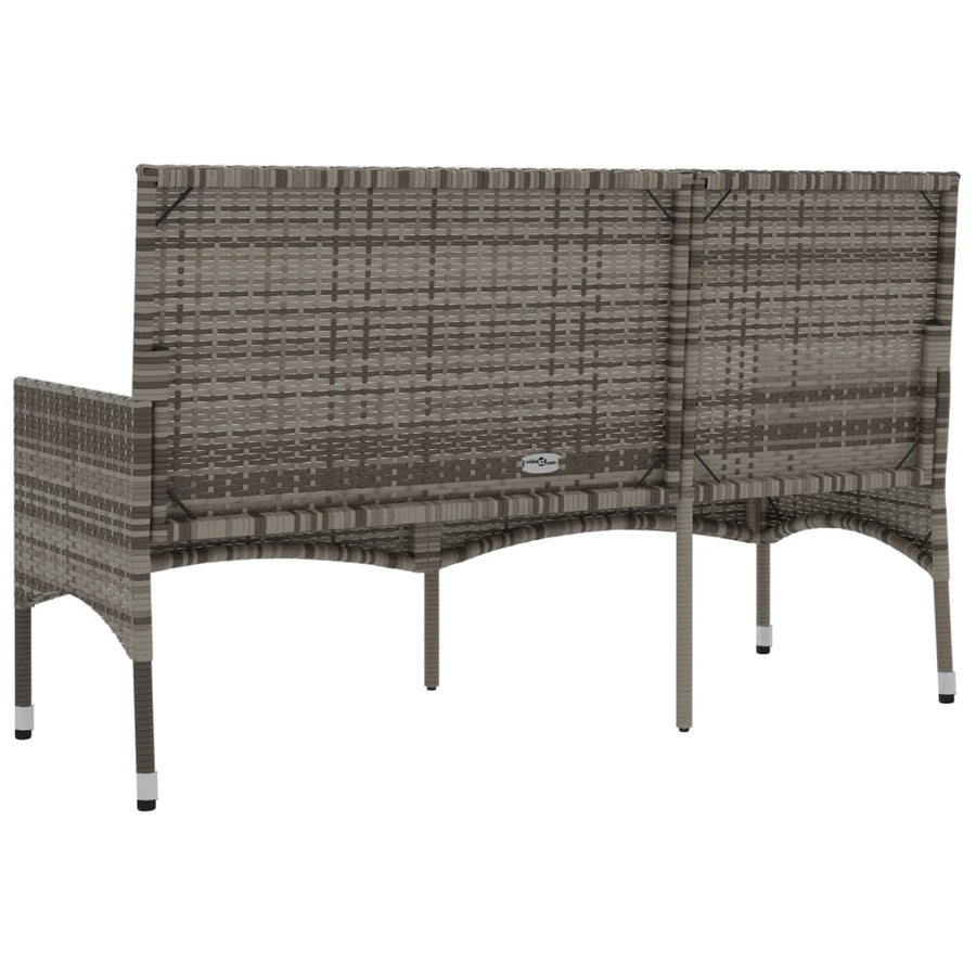 Tuinbank 3-Zits Met Kussens Poly Rattan Grijs