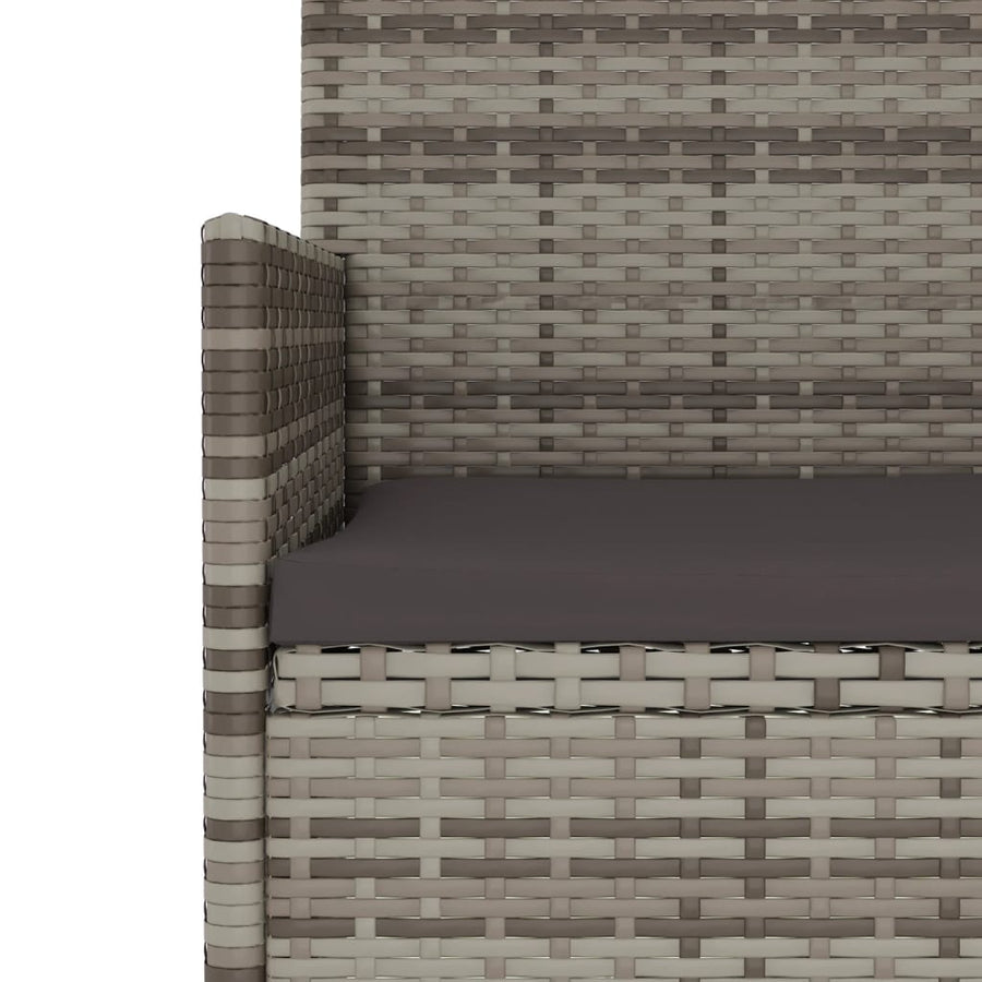 Tuinbank 3-Zits Met Kussens Poly Rattan Grijs