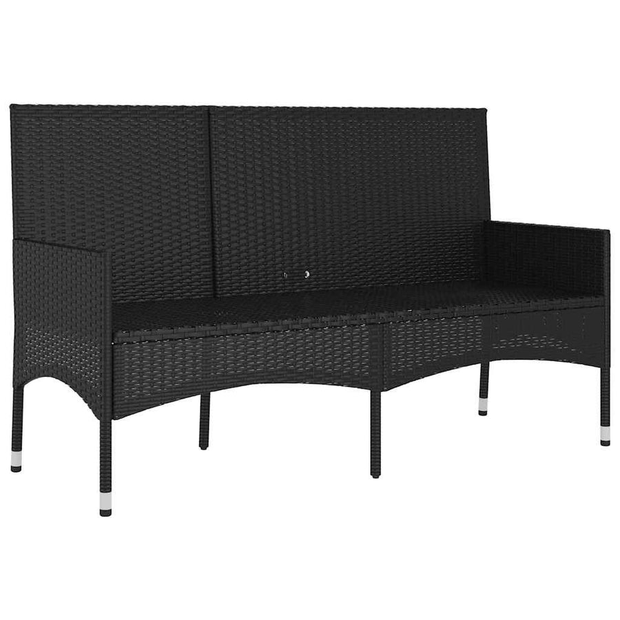 Tuinbank 3-Zits Met Kussens Poly Rattan Zwart