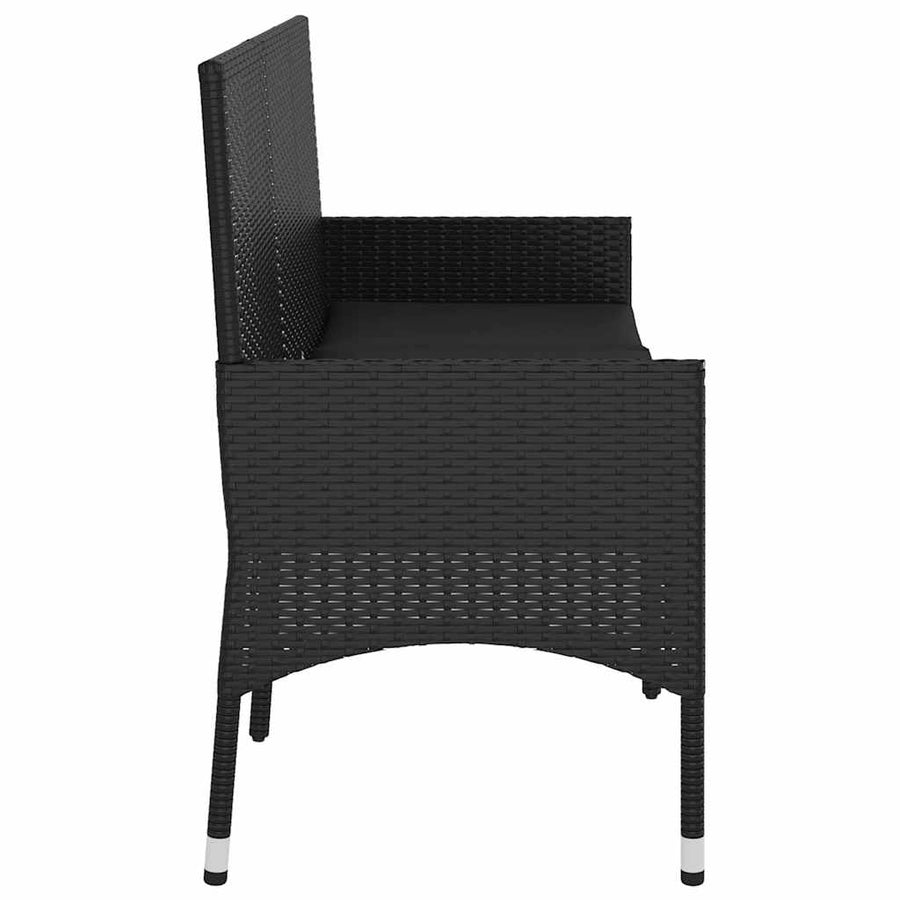 Tuinbank 3-Zits Met Kussens Poly Rattan Zwart