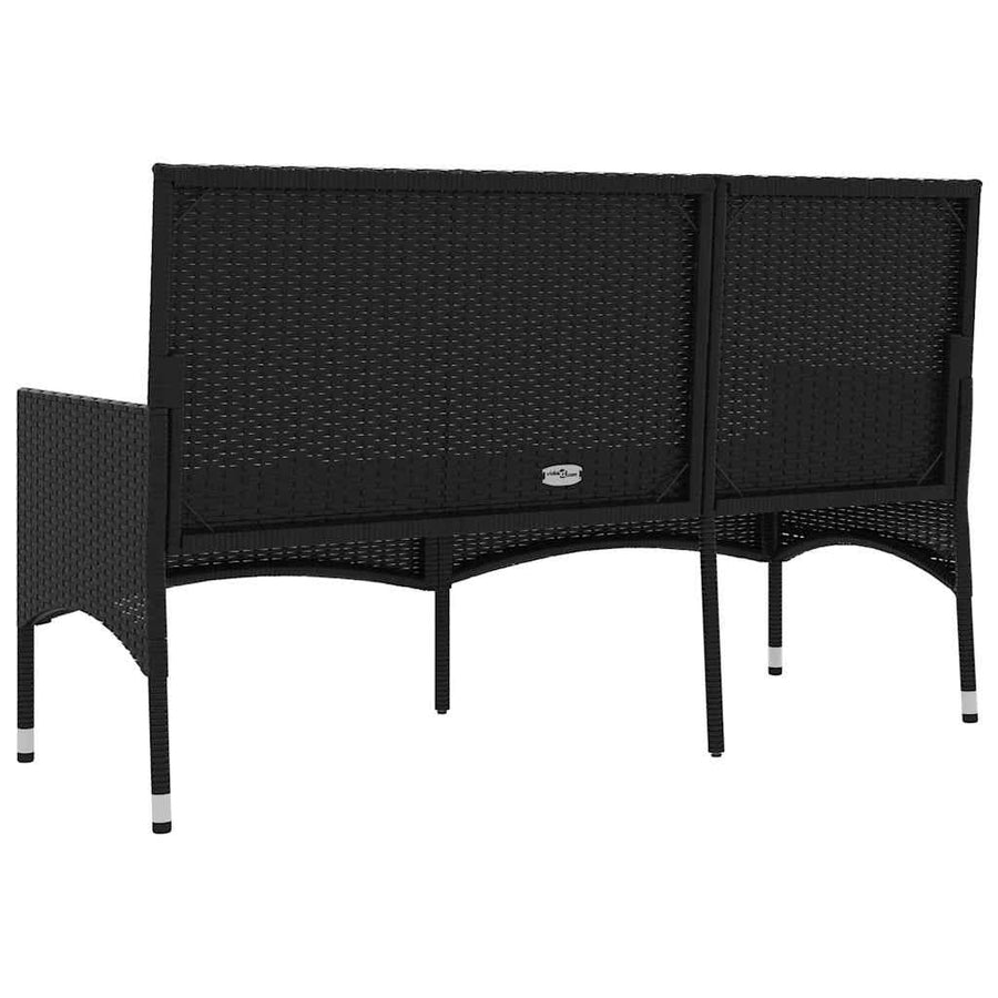 Tuinbank 3-Zits Met Kussens Poly Rattan Zwart