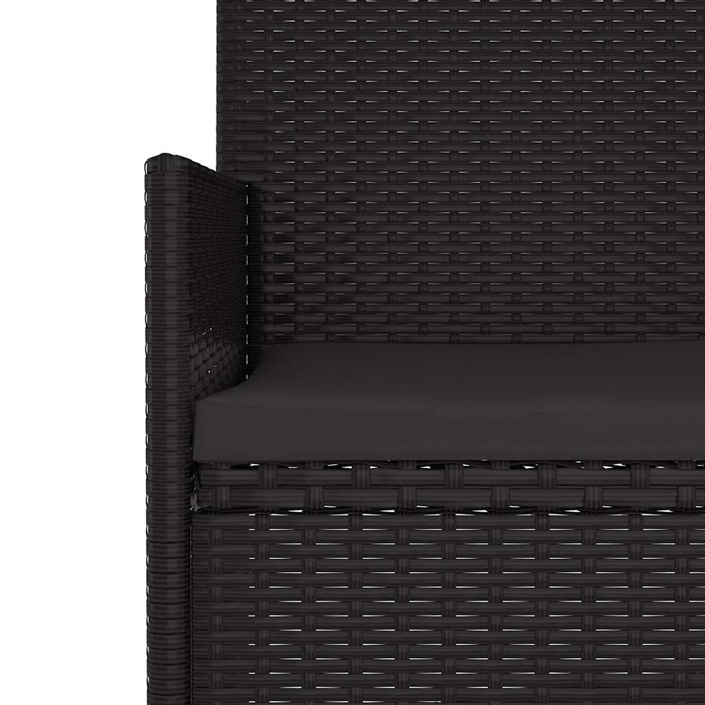 Tuinbank 3-Zits Met Kussens Poly Rattan Zwart