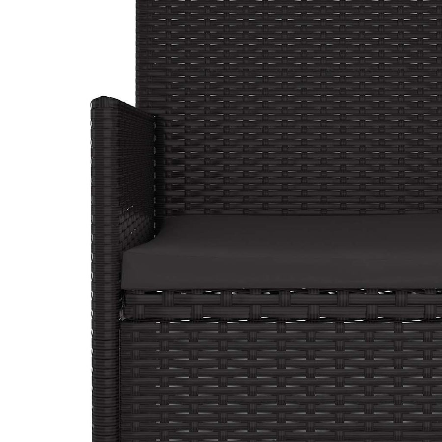 Tuinbank 3-Zits Met Kussens Poly Rattan Zwart