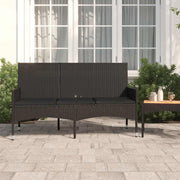 Tuinbank 3-zits poly rattan zwart met kussens