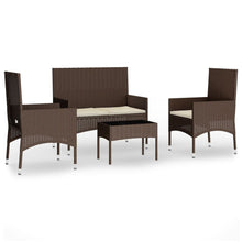 -Delige Loungeset Met Kussens Poly Rattan Bruin