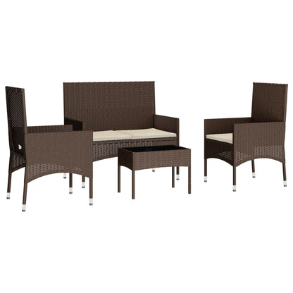 -Delige Loungeset Met Kussens Poly Rattan Bruin