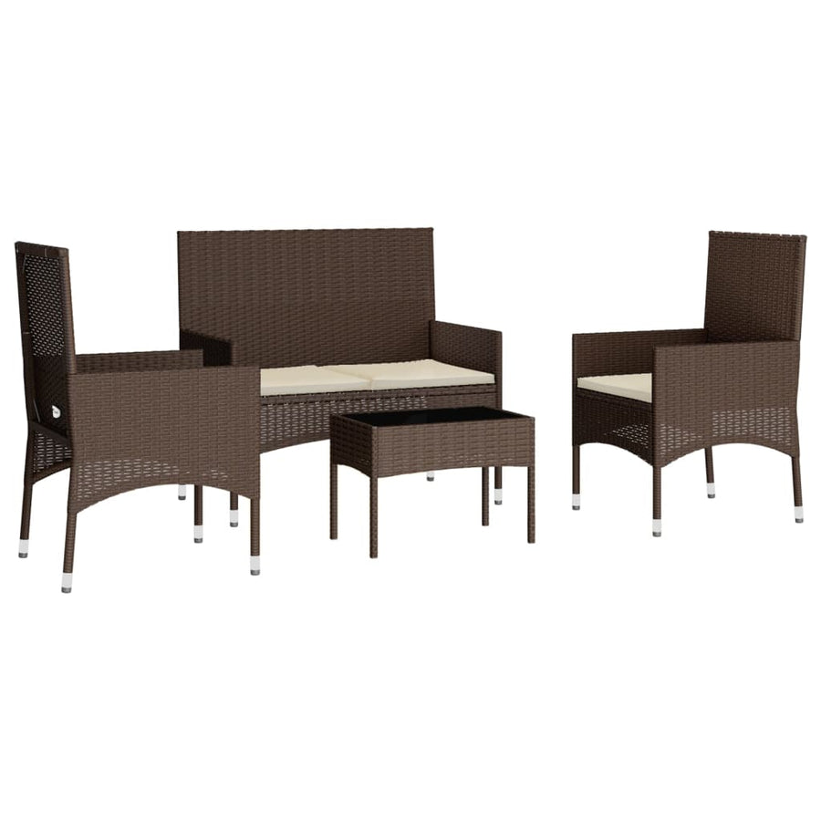 -Delige Loungeset Met Kussens Poly Rattan Bruin