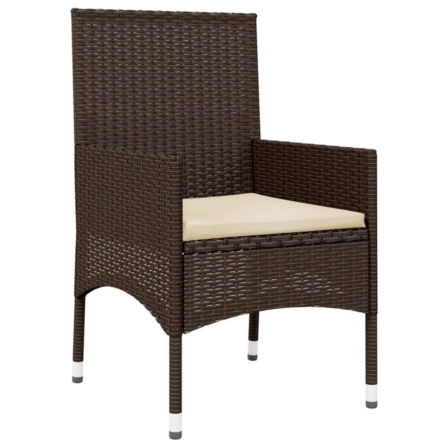 -Delige Loungeset Met Kussens Poly Rattan Bruin