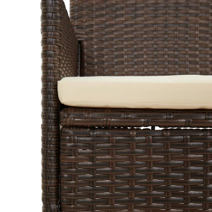 -Delige Loungeset Met Kussens Poly Rattan Bruin