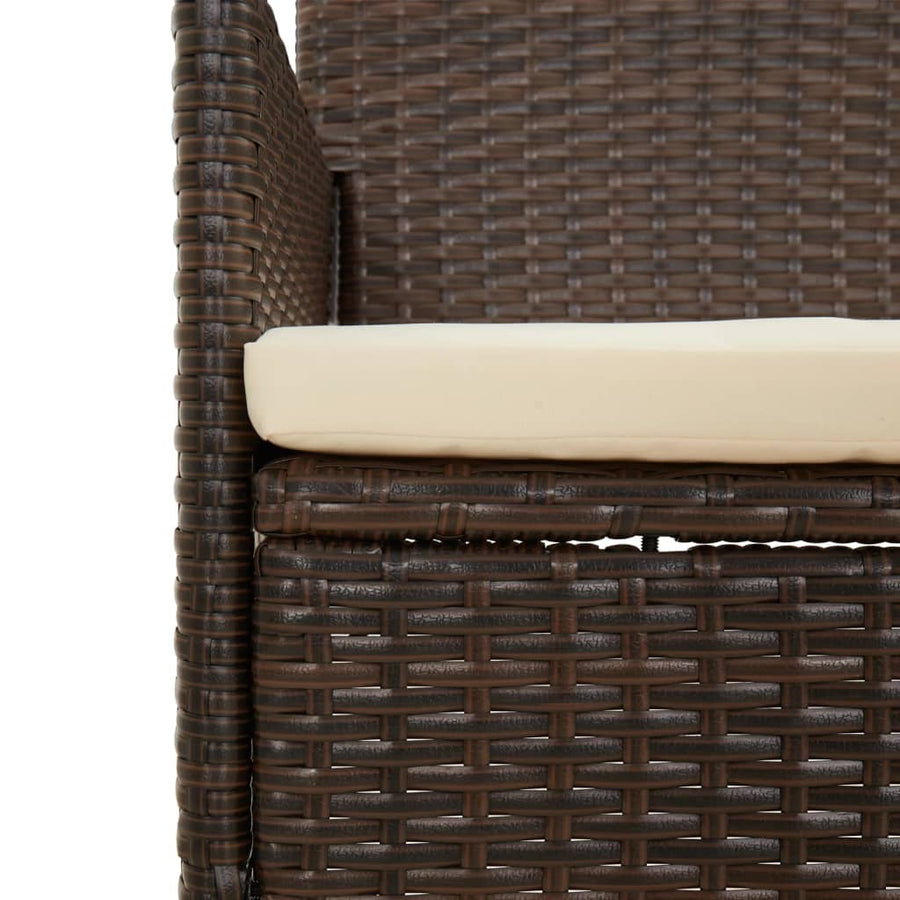 -Delige Loungeset Met Kussens Poly Rattan Bruin