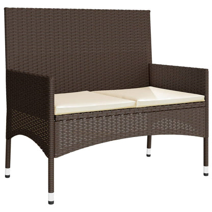 -Delige Loungeset Met Kussens Poly Rattan Bruin