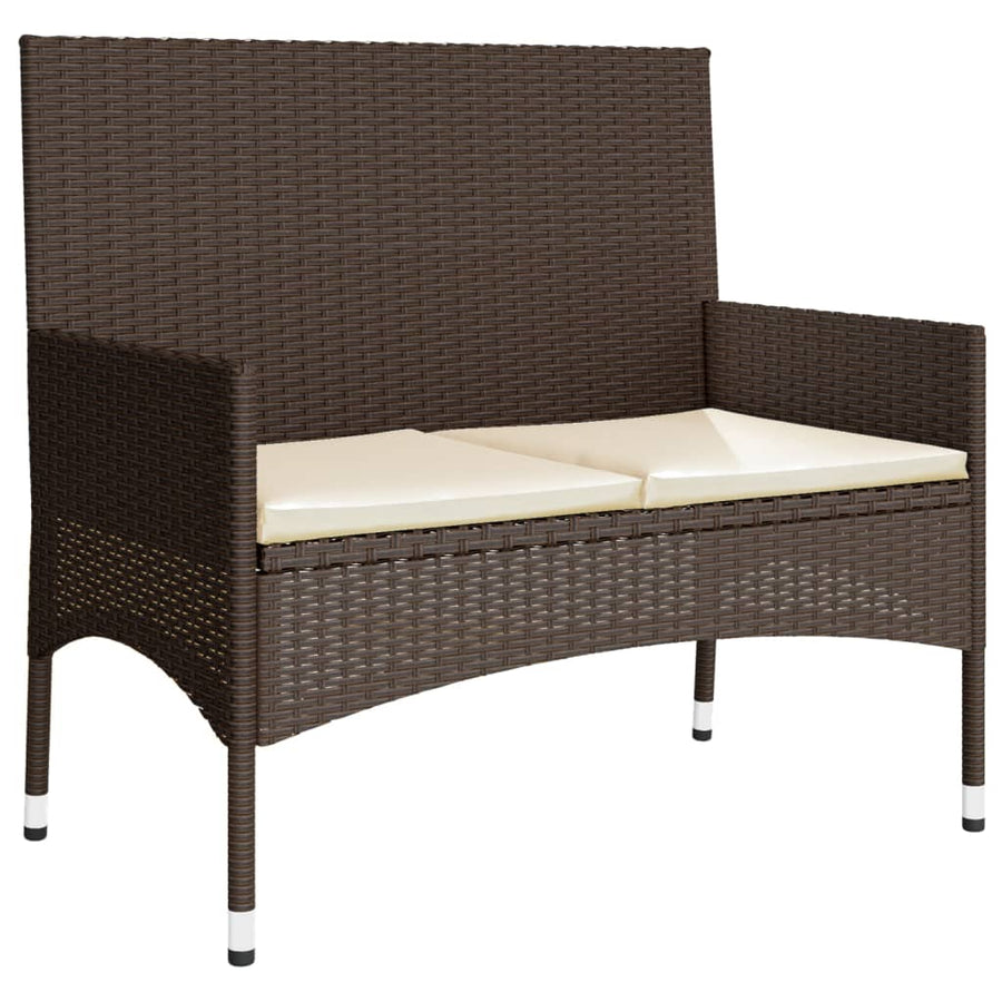 -Delige Loungeset Met Kussens Poly Rattan Bruin