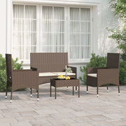 Loungeset 4-delig poly rattan bruin