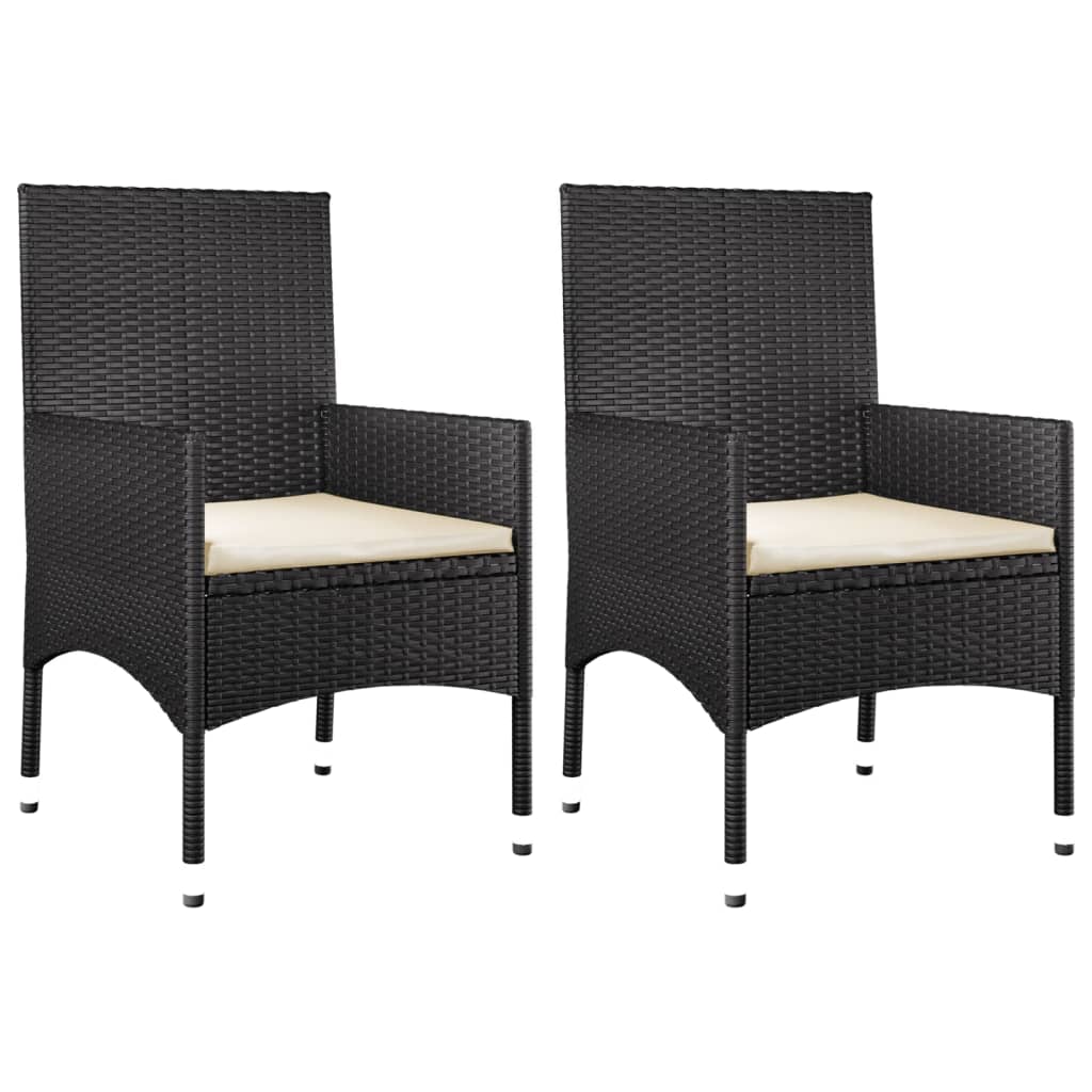 -Delige Loungeset Met Kussens Poly Rattan Zwart en crème