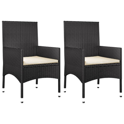 -Delige Loungeset Met Kussens Poly Rattan Zwart en crème