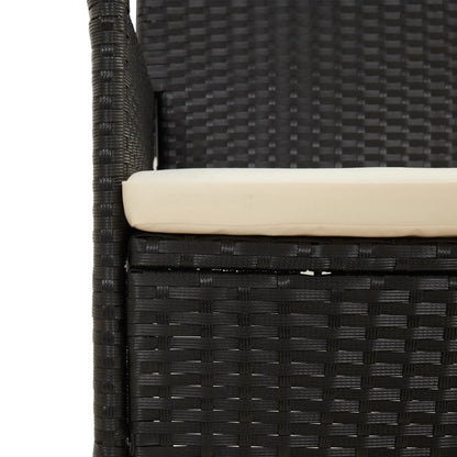 -Delige Loungeset Met Kussens Poly Rattan Zwart en crème