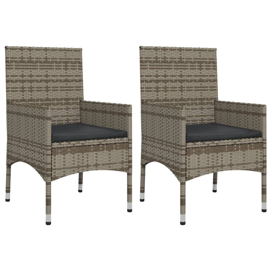 -Delige Loungeset Met Kussens Poly Rattan Grijs