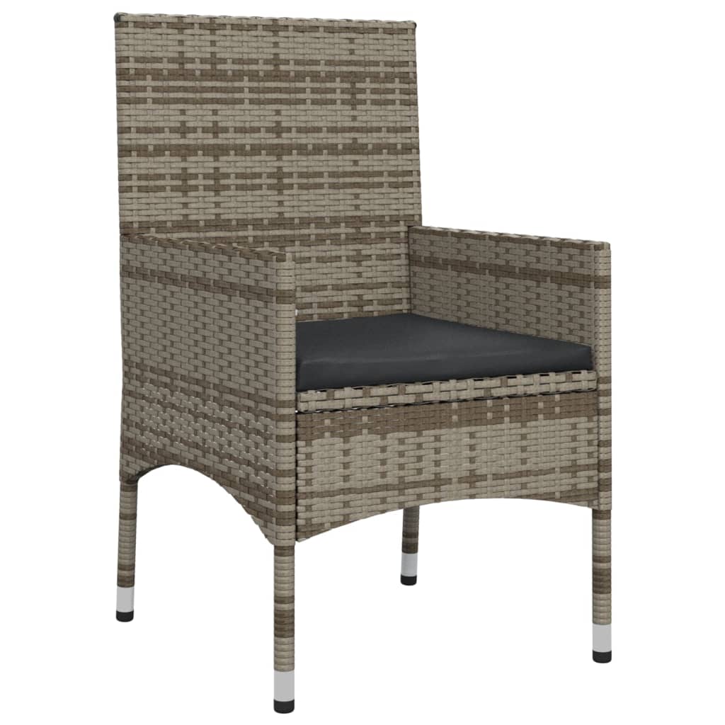 -Delige Loungeset Met Kussens Poly Rattan Grijs