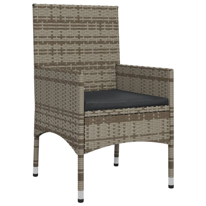 -Delige Loungeset Met Kussens Poly Rattan Grijs