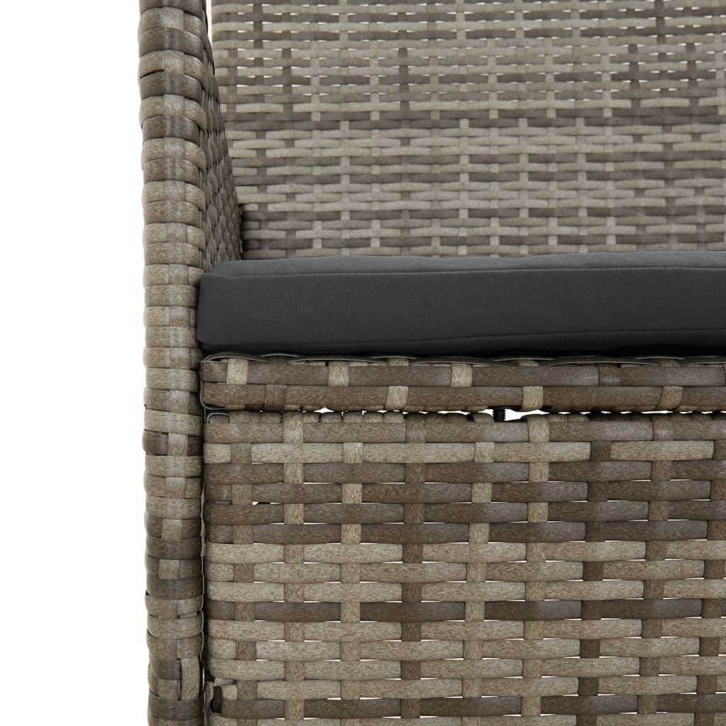 -Delige Loungeset Met Kussens Poly Rattan Grijs