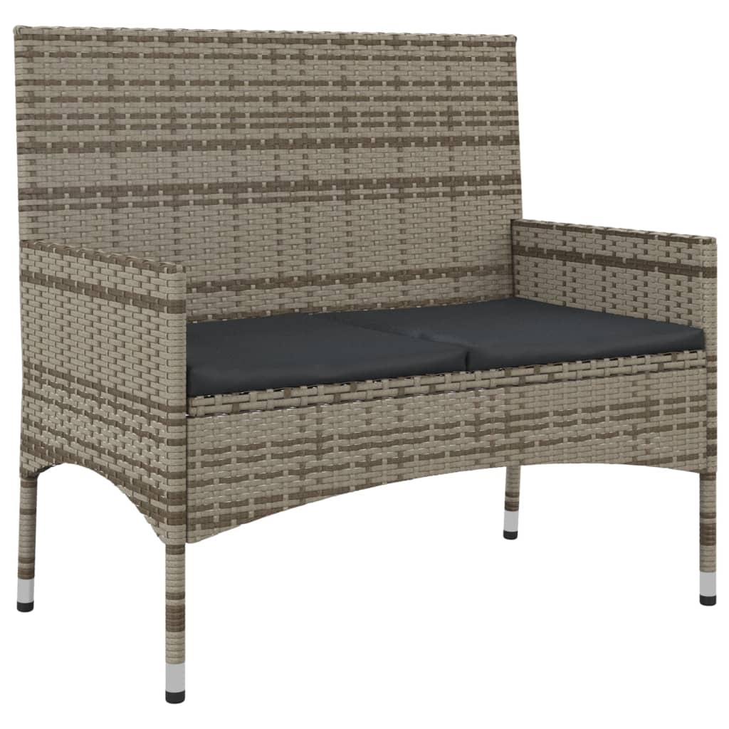 -Delige Loungeset Met Kussens Poly Rattan Grijs