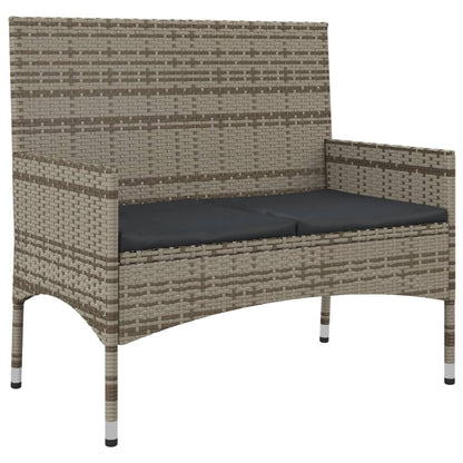 -Delige Loungeset Met Kussens Poly Rattan Grijs