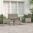 -Delige Loungeset Met Kussens Poly Rattan Grijs