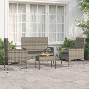 Loungeset 4-delig poly rattan grijs