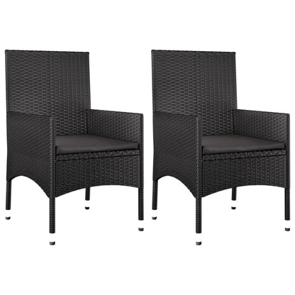 -Delige Loungeset Met Kussens Poly Rattan Zwart