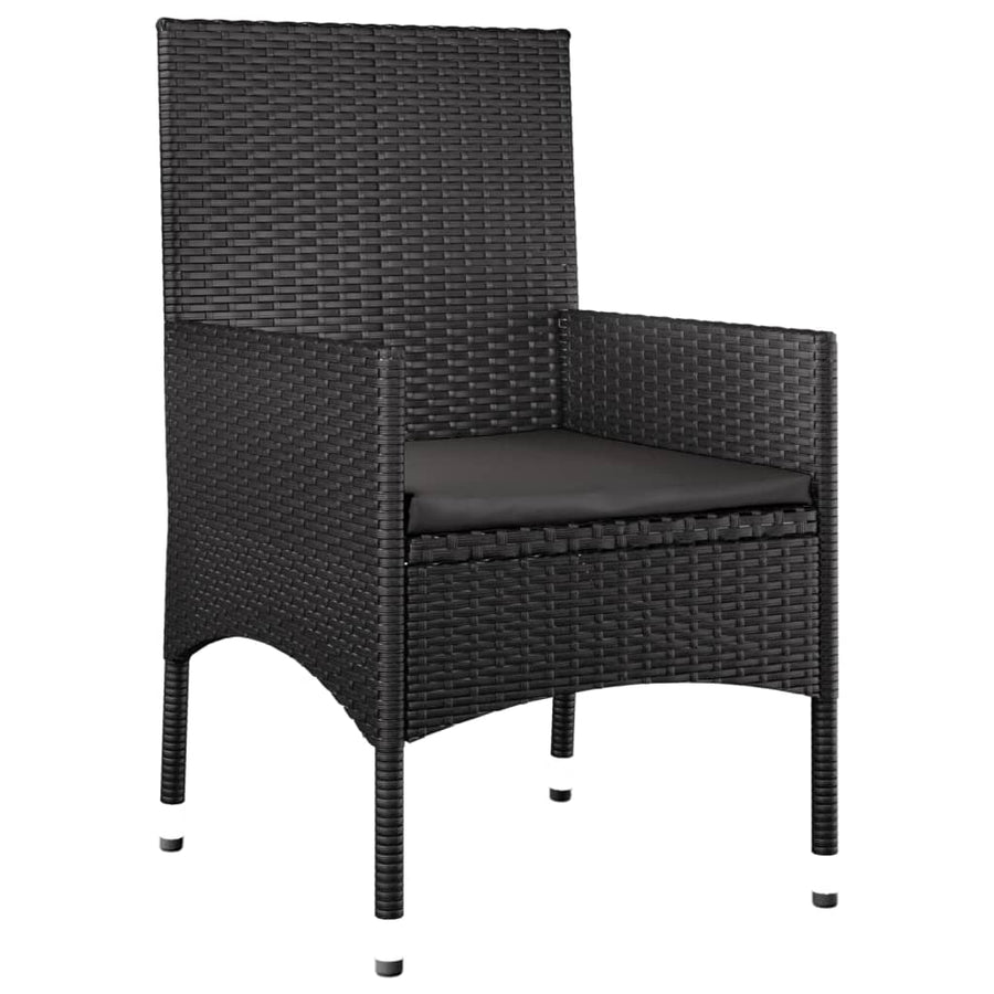 -Delige Loungeset Met Kussens Poly Rattan Zwart