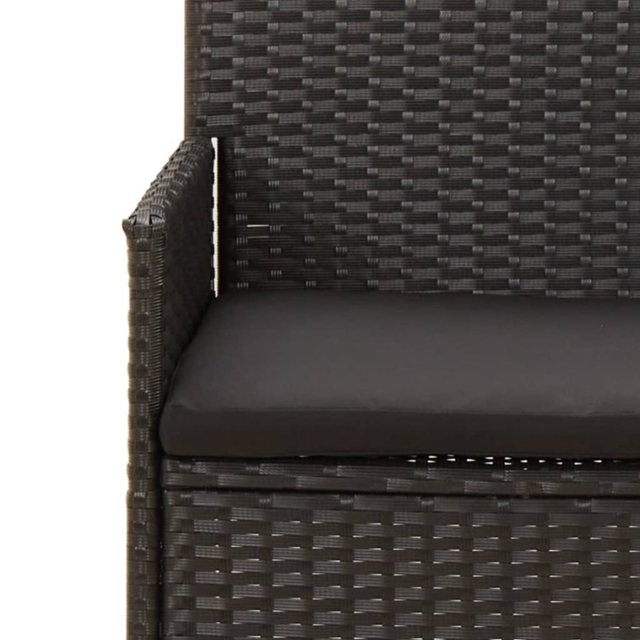 -Delige Loungeset Met Kussens Poly Rattan Zwart