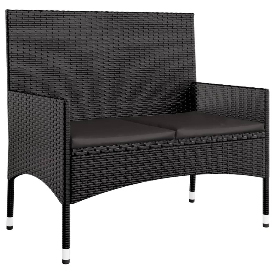 -Delige Loungeset Met Kussens Poly Rattan Zwart