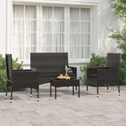 Loungeset 4-delig poly rattan zwart