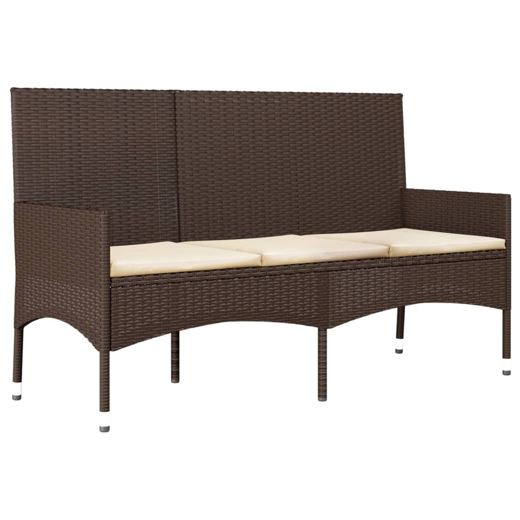 -Delige Loungeset Met Kussens Poly Rattan Bruin