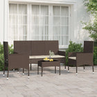 4-piece Loungeset with cushions poly rattan brown