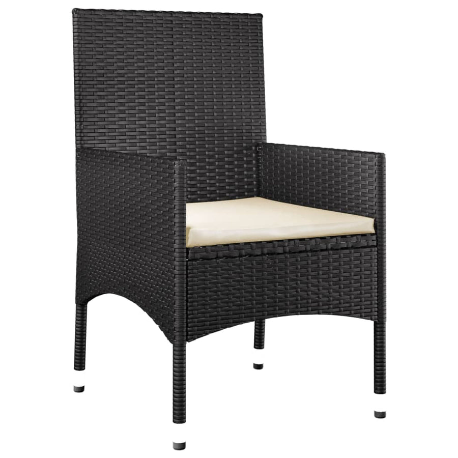 -Delige Loungeset Met Kussens Poly Rattan Zwart en crèmewit