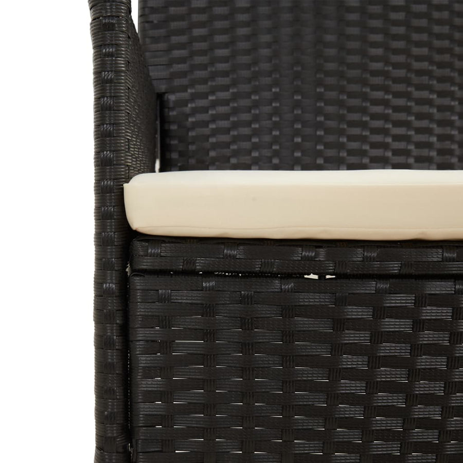 -Delige Loungeset Met Kussens Poly Rattan Zwart en crèmewit