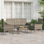 -Delige Loungeset Met Kussens Poly Rattan Grijs