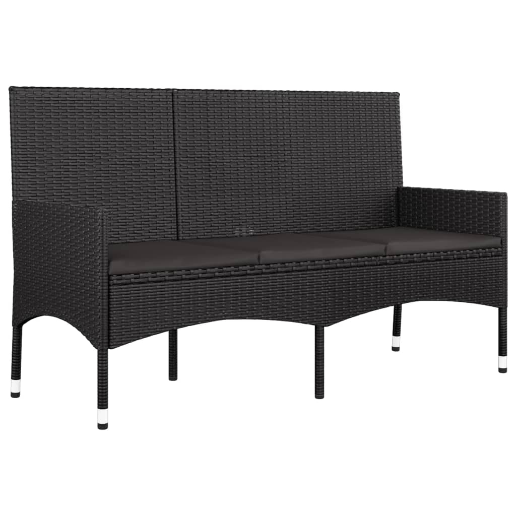 -Delige Loungeset Met Kussens Poly Rattan Zwart