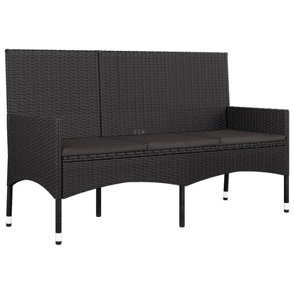 -Delige Loungeset Met Kussens Poly Rattan Zwart