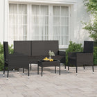 -Delige Loungeset Met Kussens Poly Rattan Zwart