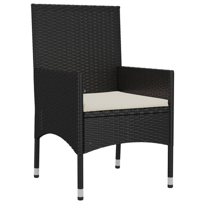 -Delige Loungeset Met Kussens Poly Rattan Zwart en wit