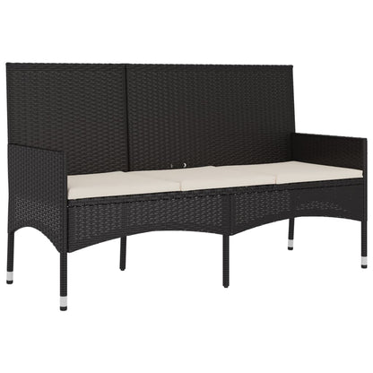 -Delige Loungeset Met Kussens Poly Rattan Zwart en wit